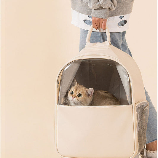 Leather Window Cat Backpack