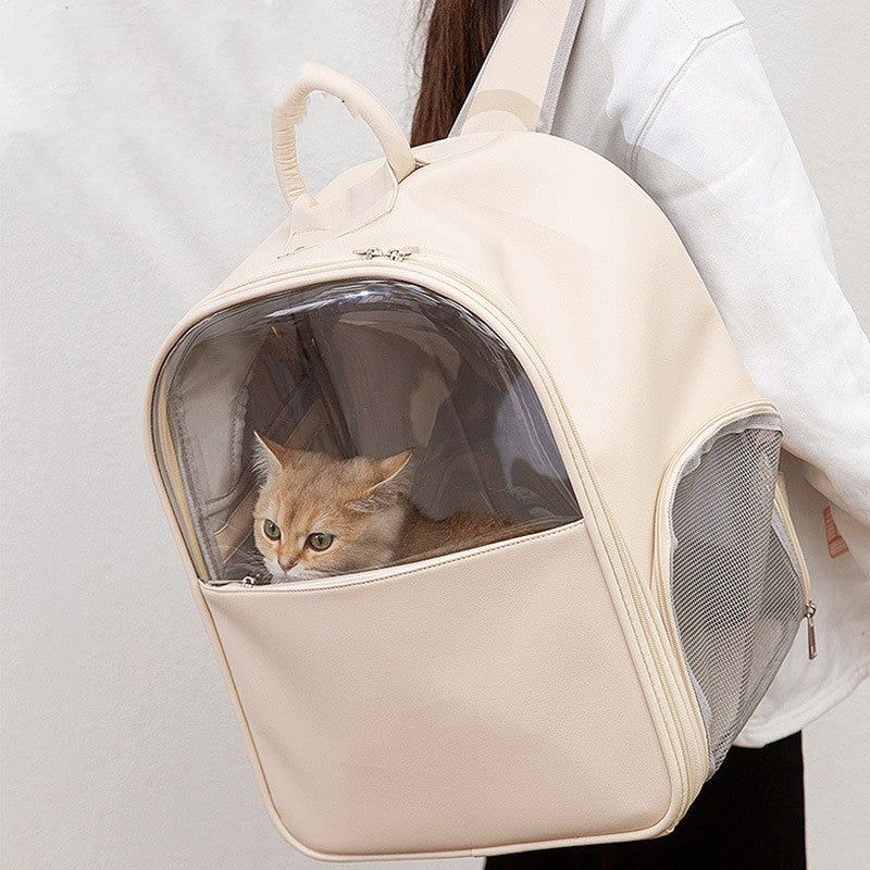 Leather Window Cat Backpack