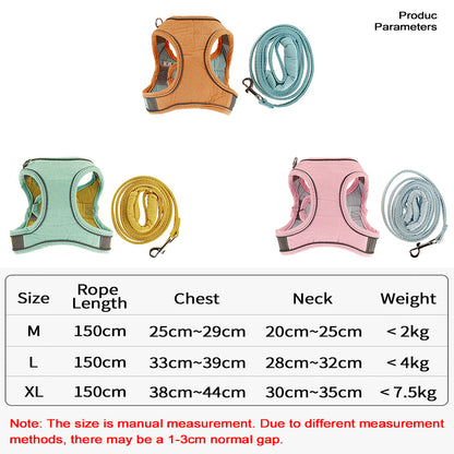 Colorful Vest-Style Cat Harness Set