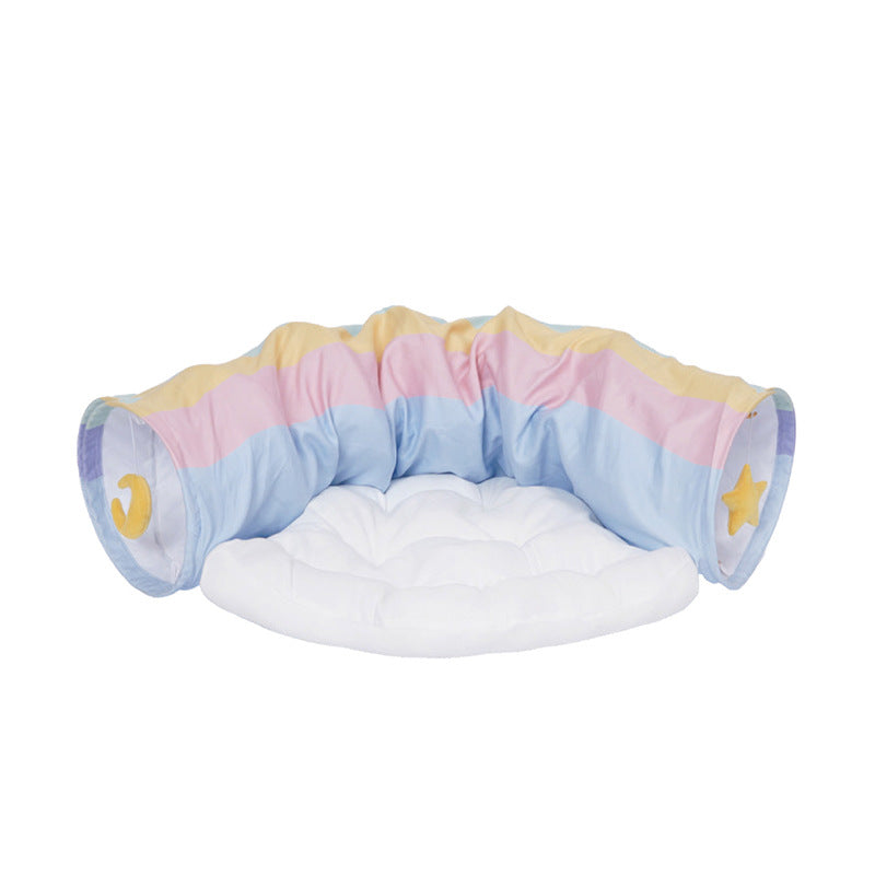 Rainbow Cloud Cat Tunnel Bed