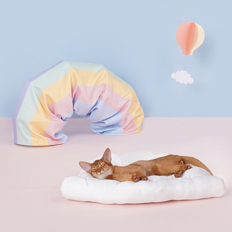 Rainbow Cloud Cat Tunnel Bed