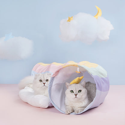 Rainbow Cloud Cat Tunnel Bed