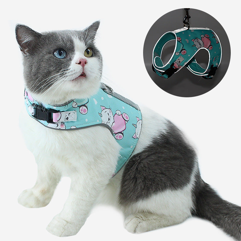 Cute Print Design Cat Harness & Leash