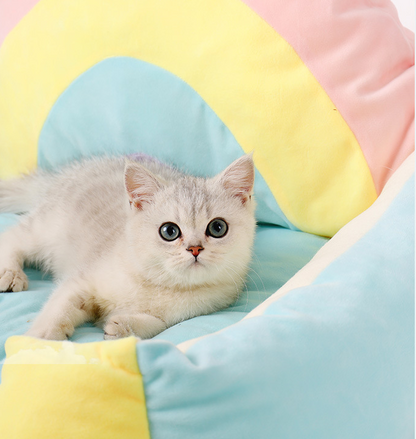 Cotton Soft Rainbow Cat Bed