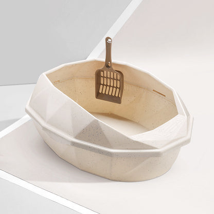 Diamond-shaped Semi-enclosed Cat Litter Box