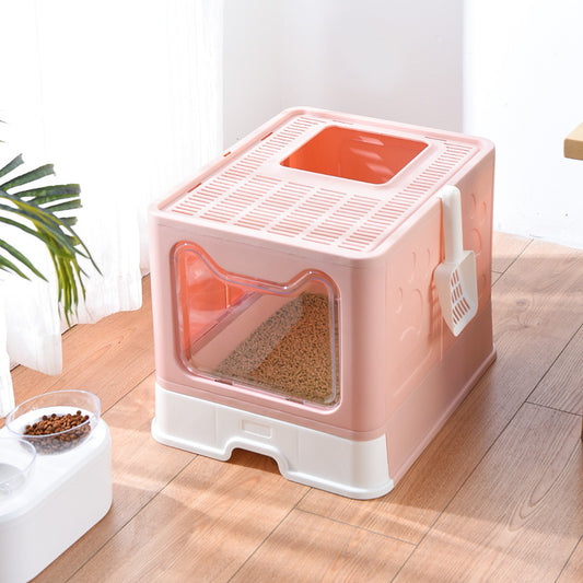 Fully Enclosed Cube-Shaped Litter Box