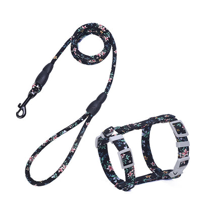 Floral Chest Harness & Rope Leash