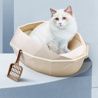 Diamond-shaped Semi-enclosed Cat Litter Box