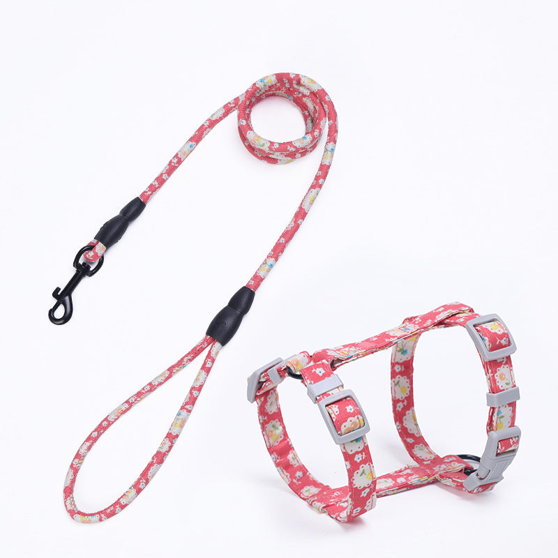 Floral Chest Harness & Rope Leash