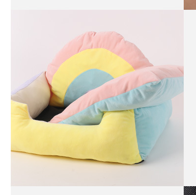 Cotton Soft Rainbow Cat Bed