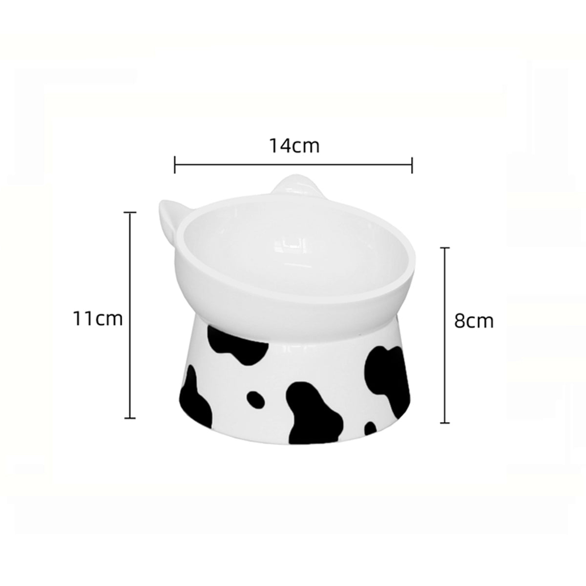 Cow-Patterned Color Glazed Ceramic Cat Bowls